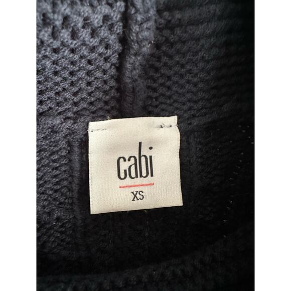 CAbi Cable Knit Cowl Turtleneck Sweater Fisherman Preppy Navy Blue Size XS 3168 - Picture 4 of 6